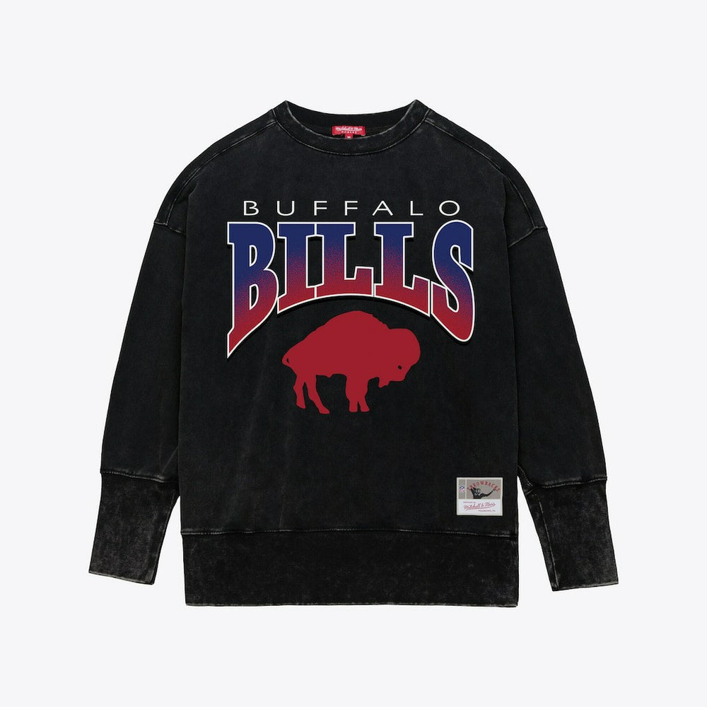 Buffalo Bills Women's Delineate Mineral Wash Crewneck Sweatshirt - Black Sweatshirts
