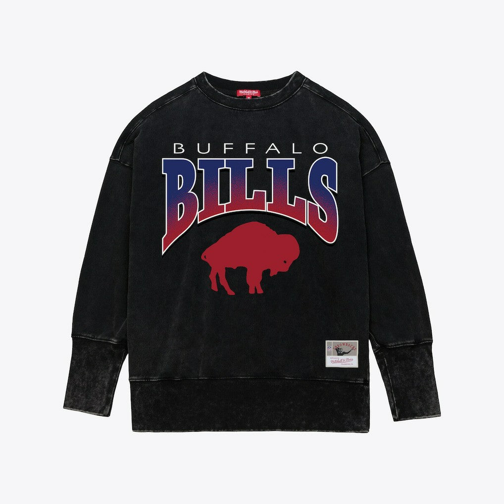 Buffalo Bills Women's Delineate Mineral Wash Crewneck Sweatshirt - Black Sweatshirts