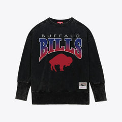 Buffalo Bills Women's Delineate Mineral Wash Crewneck Sweatshirt - Black Sweatshirts