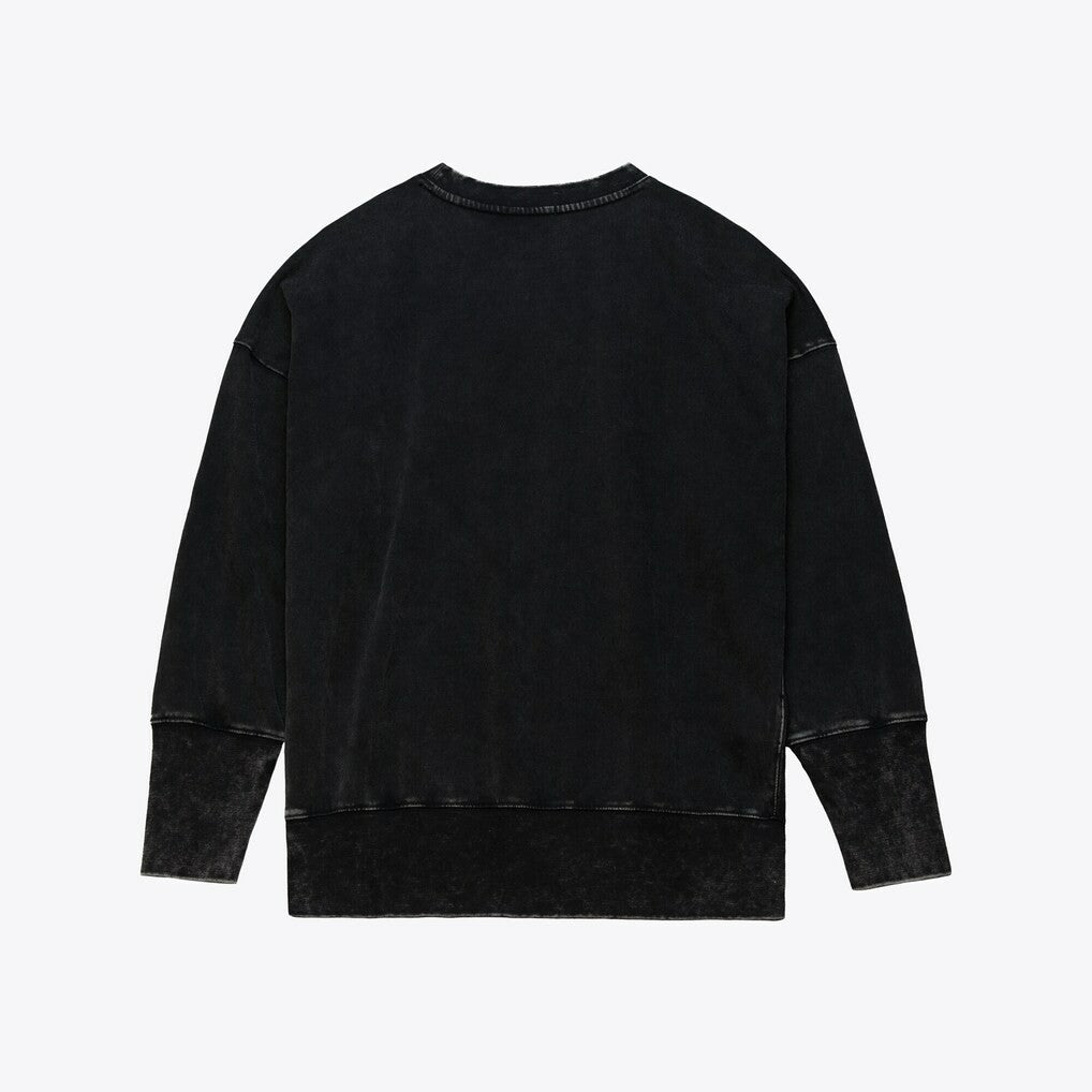 San Francisco 49ers Women's Delineate Mineral Wash Crewneck Sweatshirt - Black Sweatshirts