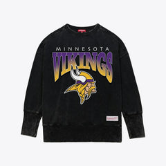 Minnesota Vikings Women's Delineate Mineral Wash Crewneck Sweatshirt - Black Sweatshirts