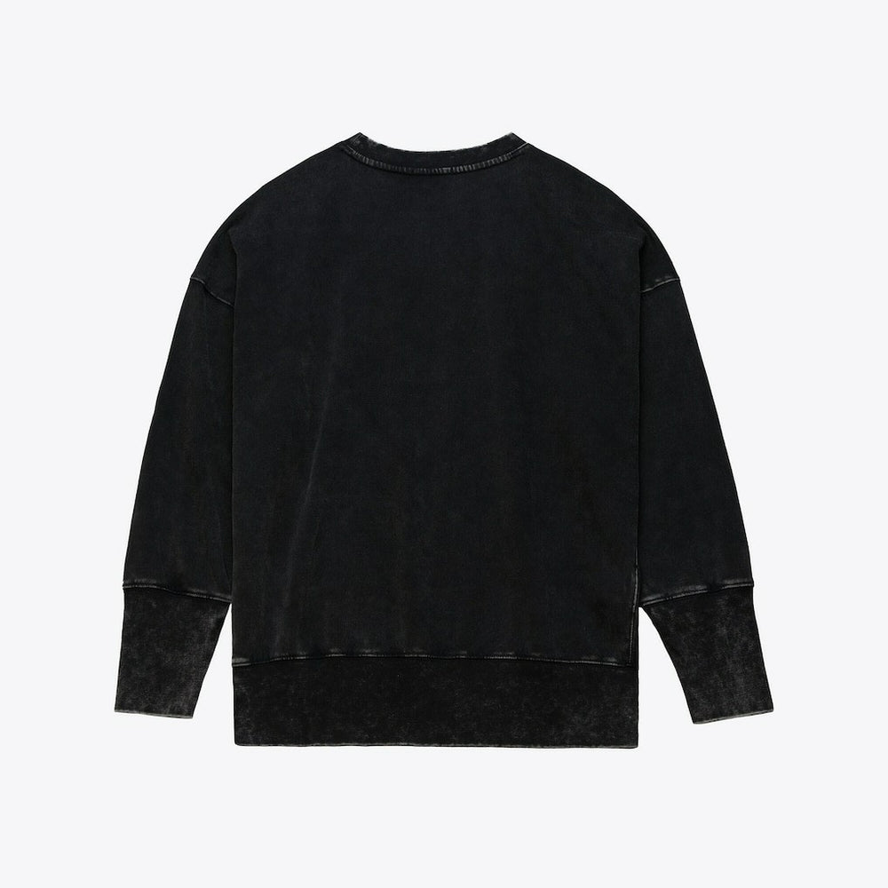 Minnesota Vikings Women's Delineate Mineral Wash Crewneck Sweatshirt - Black Sweatshirts