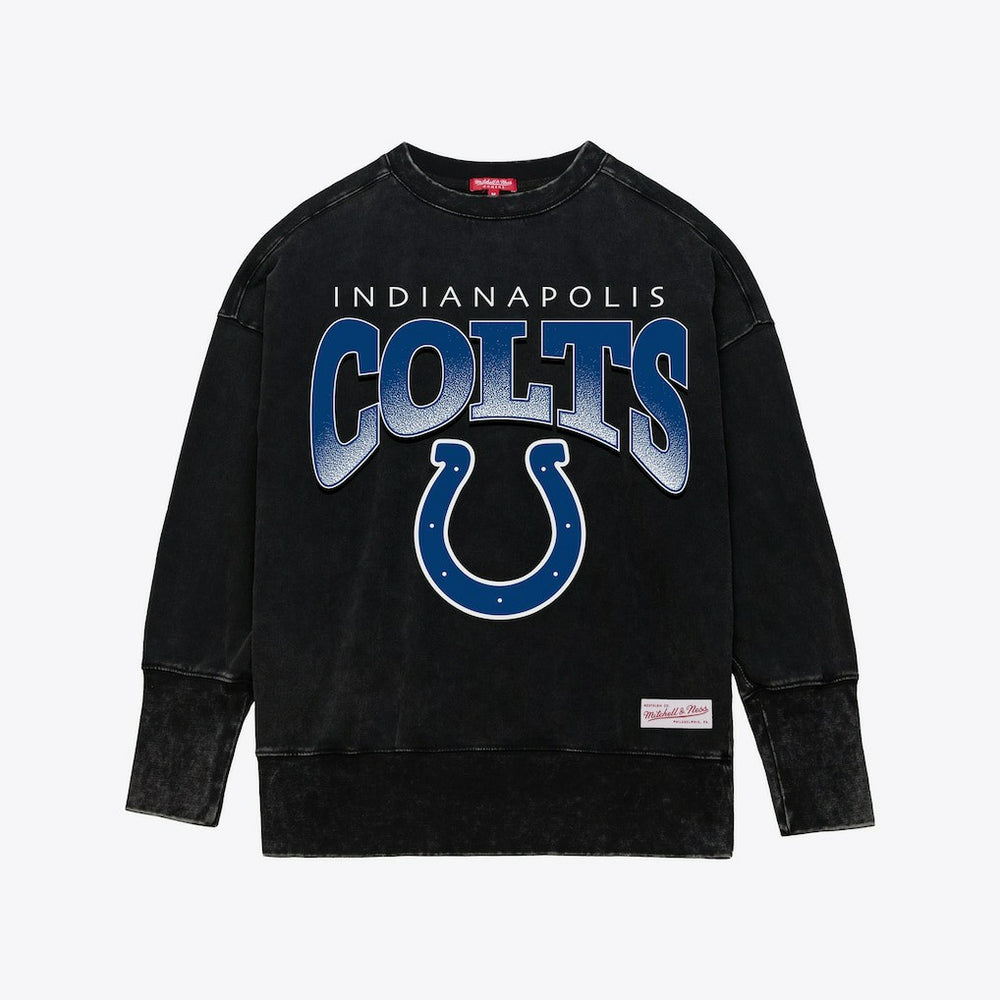 Indianapolis Colts Women's Delineate Mineral Wash Crewneck Sweatshirt - Black Sweatshirts