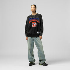 Denver Broncos Women's Delineate Mineral Wash Crewneck Sweatshirt - Black Sweatshirts