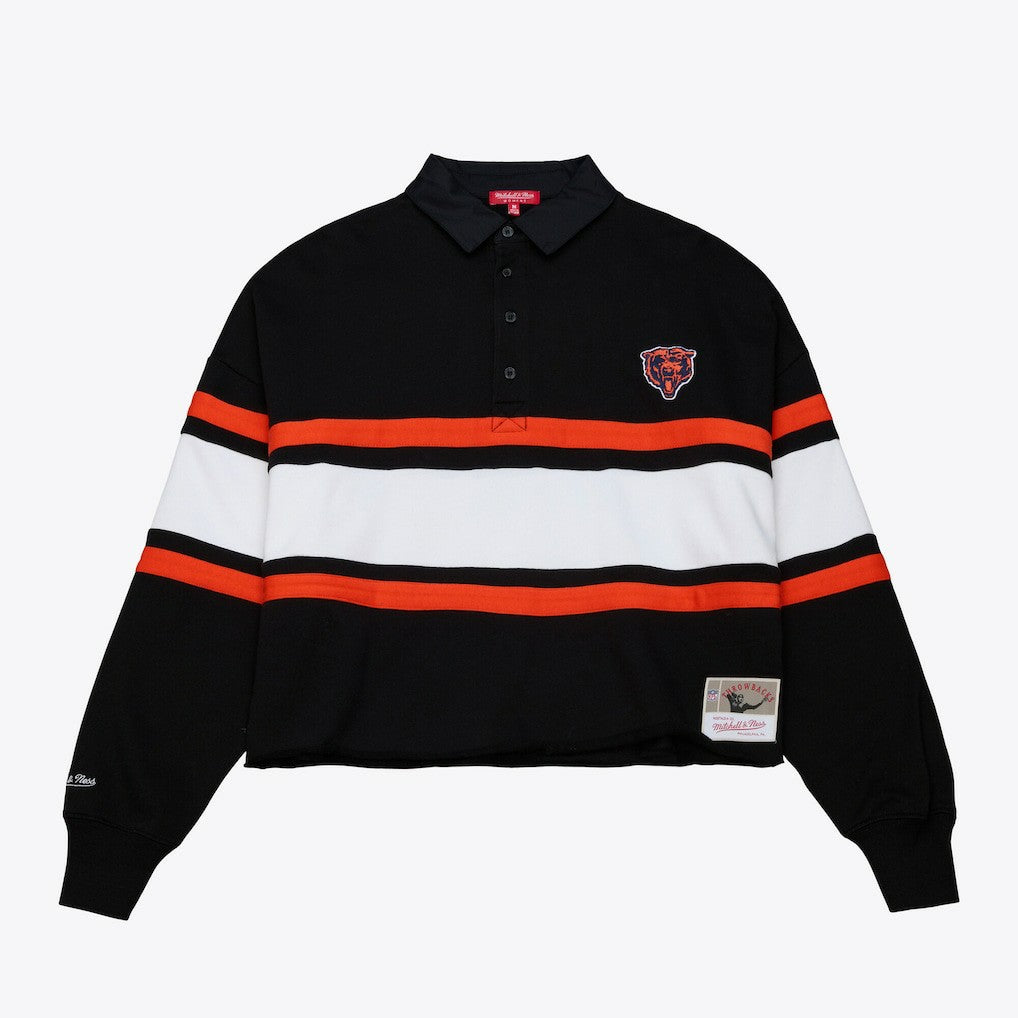 Chicago Bears Women's Cropped Long Sleeve Rugby Polo - Black