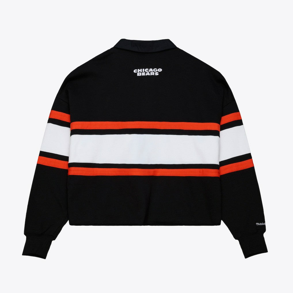 Chicago Bears Women's Cropped Long Sleeve Rugby Polo - Black