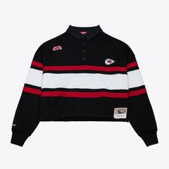 Kansas City Chiefs Women's Cropped Long Sleeve Rugby Polo - Black