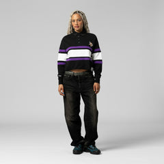 Minnesota Vikings Women's Cropped Long Sleeve Rugby Polo - Black