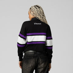 Minnesota Vikings Women's Cropped Long Sleeve Rugby Polo - Black