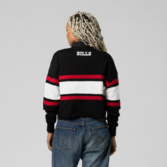 Buffalo Bills Women's Throwback Cropped Long Sleeve Rugby Polo - Black