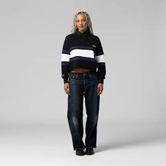Baltimore Ravens Women's Cropped Long Sleeve Rugby Polo - Black