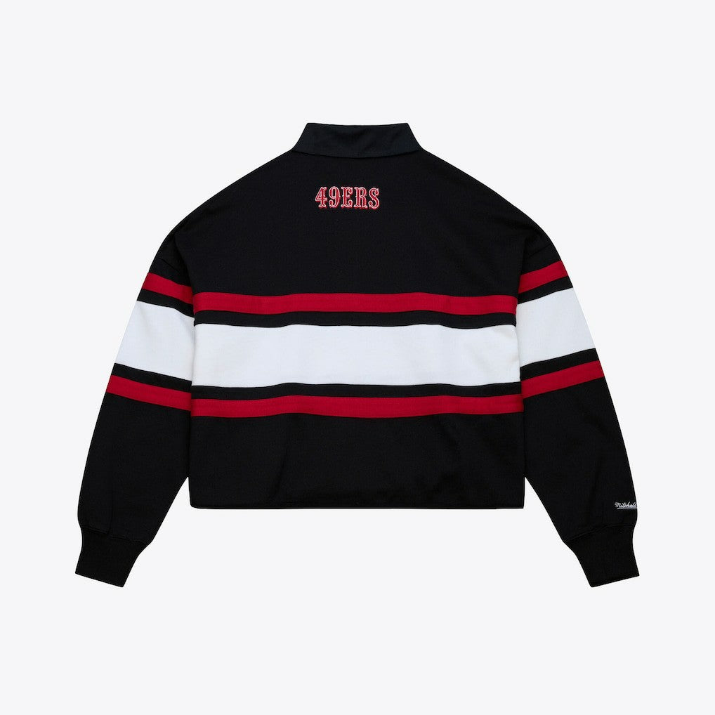 San Francisco 49ers Women's Cropped Long Sleeve Rugby Polo - Black