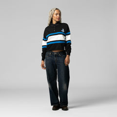 Detroit Lions Women's Cropped Long Sleeve Rugby Polo - Black