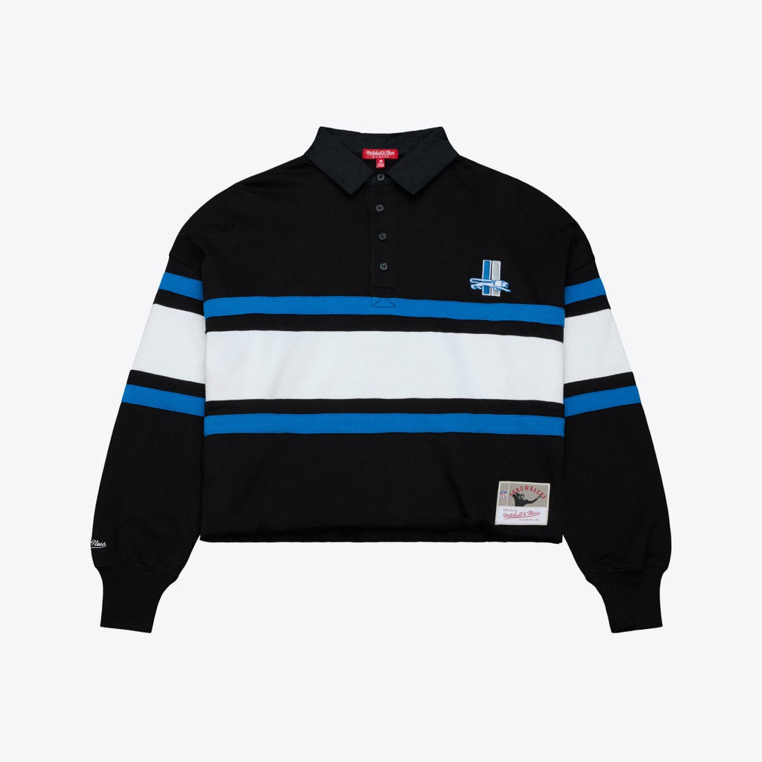 Detroit Lions Women's Cropped Long Sleeve Rugby Polo - Black