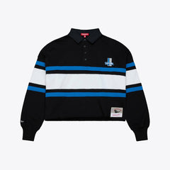 Detroit Lions Women's Cropped Long Sleeve Rugby Polo - Black