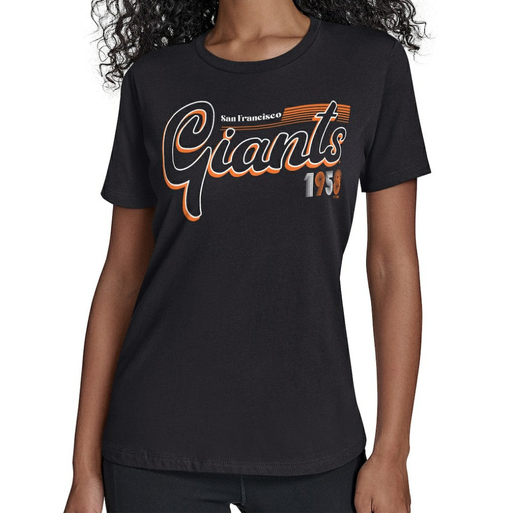 San Francisco Giants Starter Women's Groovy Script Team Fitted T-Shirt - Black T-shirts