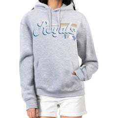 Kansas City Royals Starter Women's Groovy Script Team Fleece Pullover Hoodie - Gray Hoodies