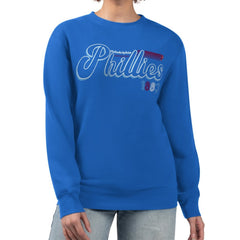 Philadelphia Phillies Starter Women's Groovy Script Team Fleece Pullover Sweatshirt - Royal Pullover