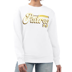 San Diego Padres Starter Women's Groovy Script Team Fleece Pullover Sweatshirt - White Pullover