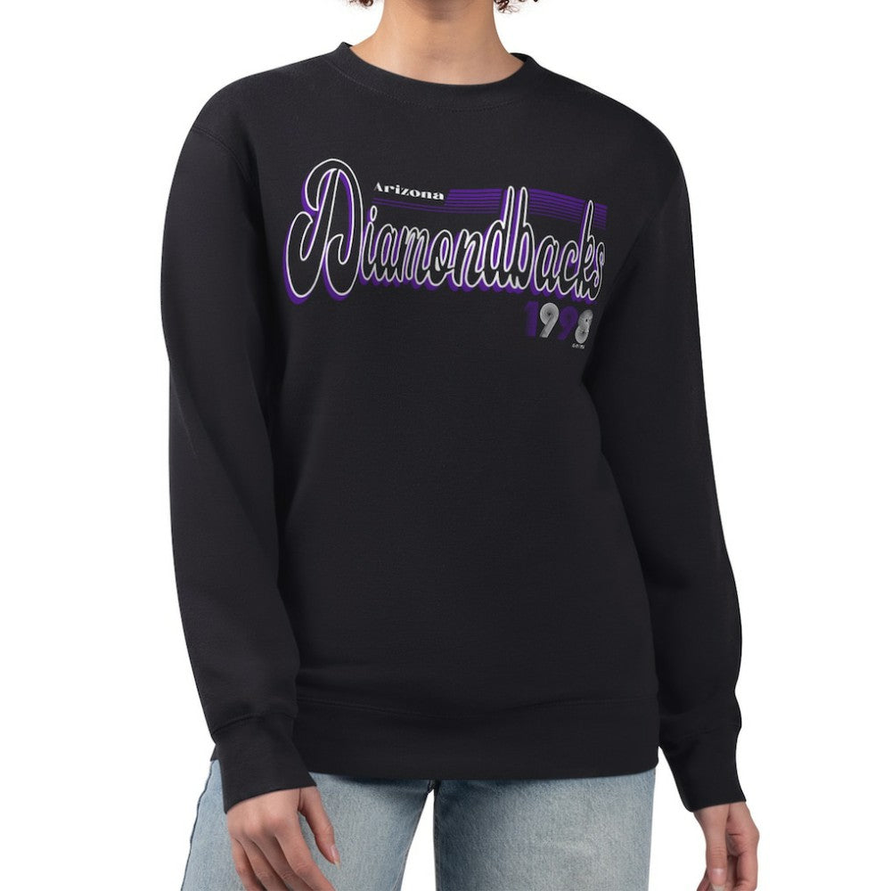 Arizona Diamondbacks Starter Women's Groovy Script Team Fleece Pullover Sweatshirt - Black Pullover