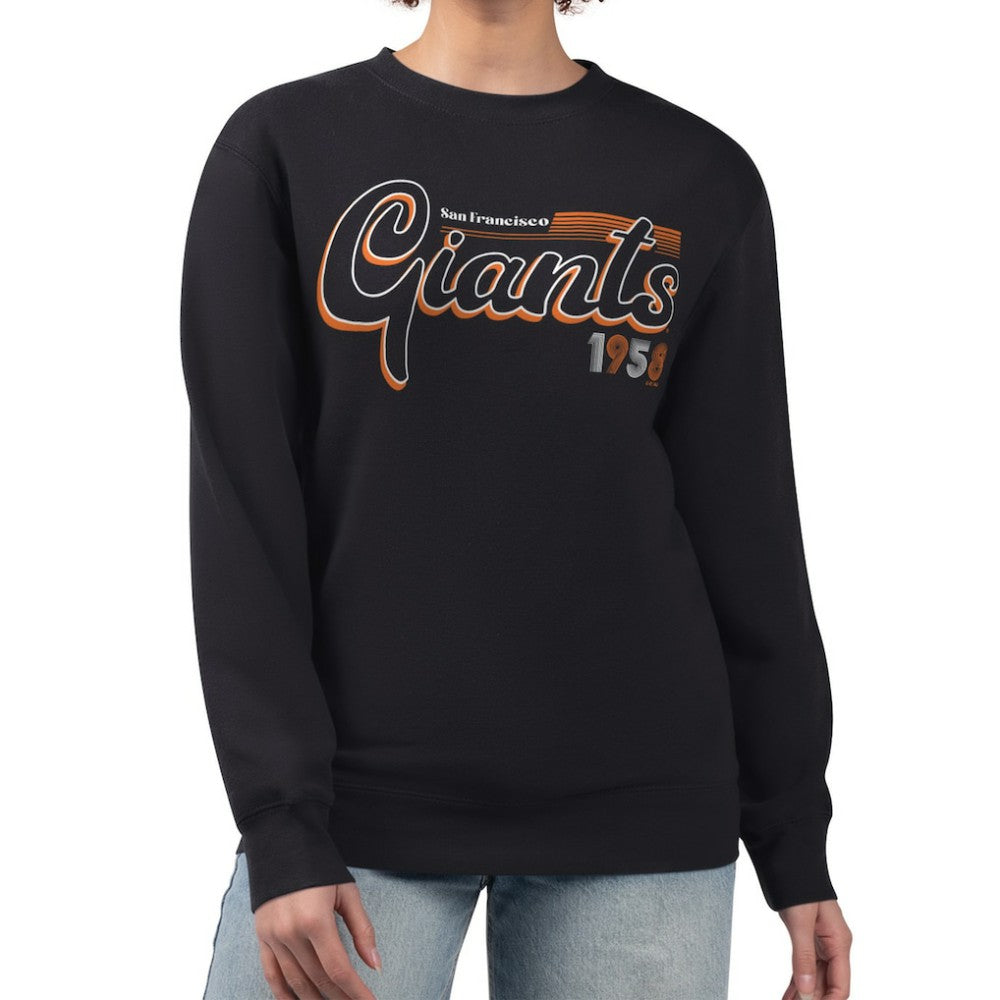 San Francisco Giants Starter Women's Groovy Script Team Fleece Pullover Sweatshirt - Black Pullover