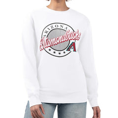 Arizona Diamondbacks G-III 4Her by Carl Banks Women's Pinstripe Circle Team Fleece Pullover Sweatshirt - White Pullover