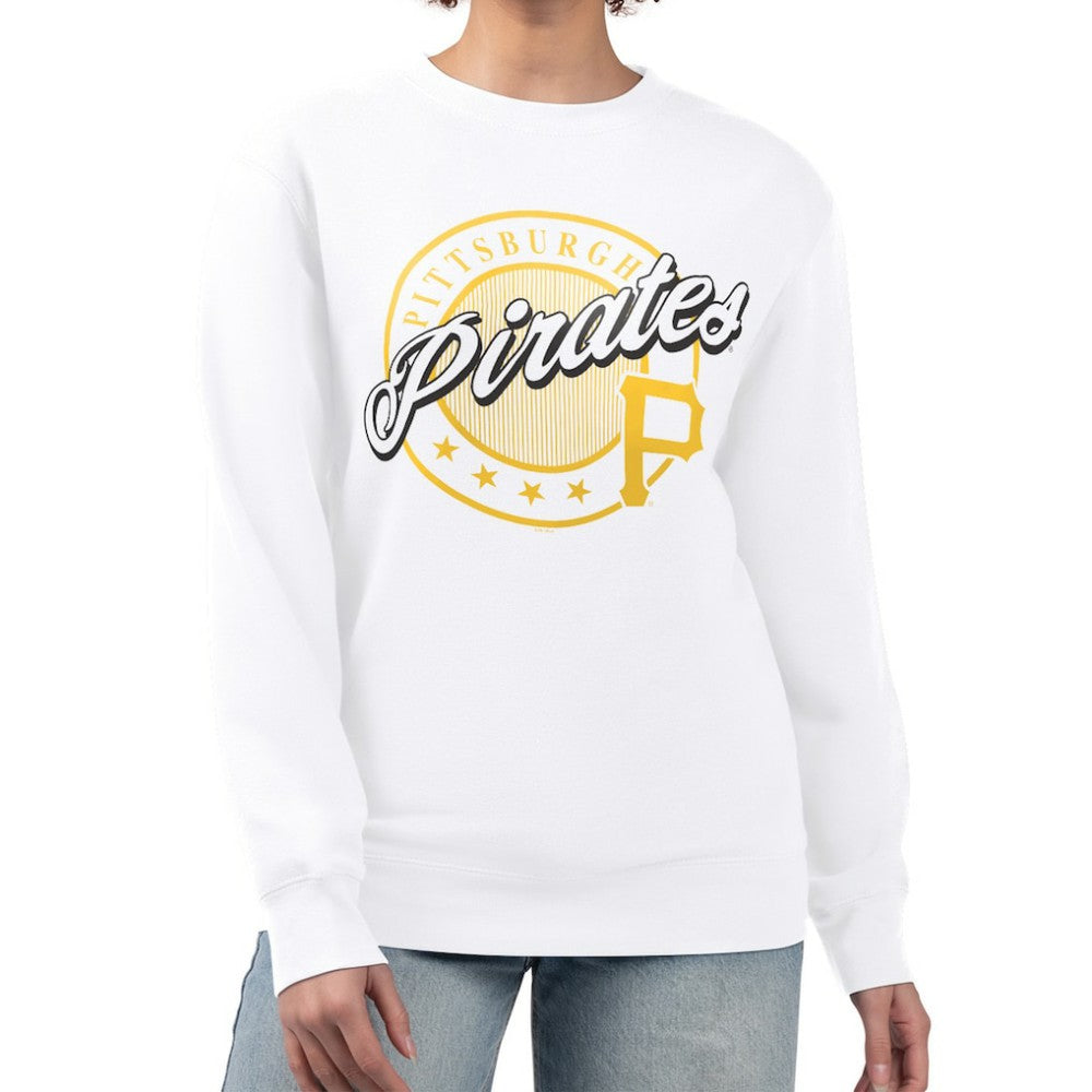 Pittsburgh Pirates G-III 4Her by Carl Banks Women's Pinstripe Circle Team Fleece Pullover Sweatshirt - White Pullover