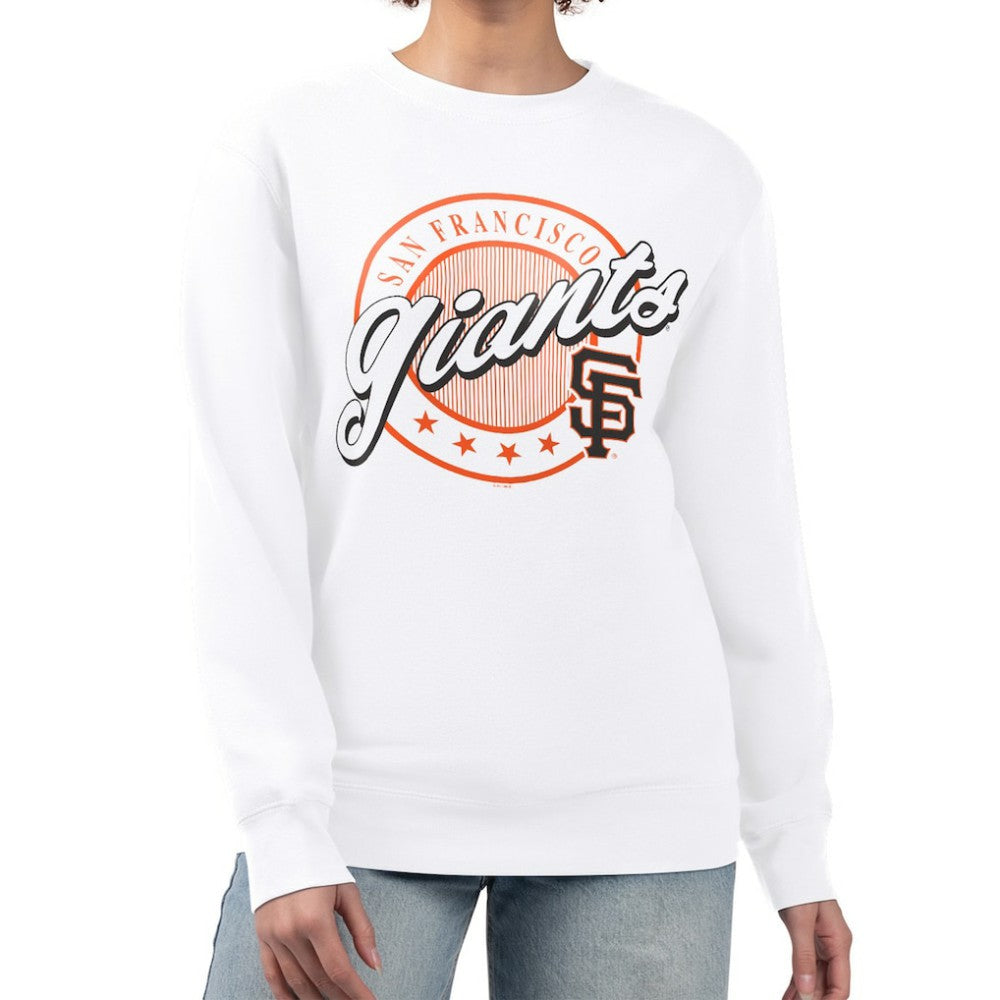 San Francisco Giants G-III 4Her by Carl Banks Women's Pinstripe Circle Team Fleece Pullover Sweatshirt - White Pullover