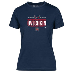 Alexander Ovechkin Washington Capitals Levelwear Women's NHL All-Time Leading Goal Scorer Milestone Stars Name & Number Maddox T-Shirt - Navy | US 203056595