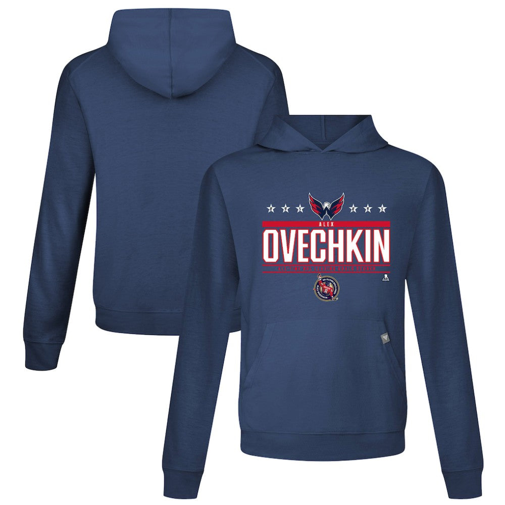Alexander Ovechkin Washington Capitals Levelwear NHL All-Time Leading Goal Scorer Milestone Stars Name & Number Relay Pullover Hoodie - Navy | US 203056610
