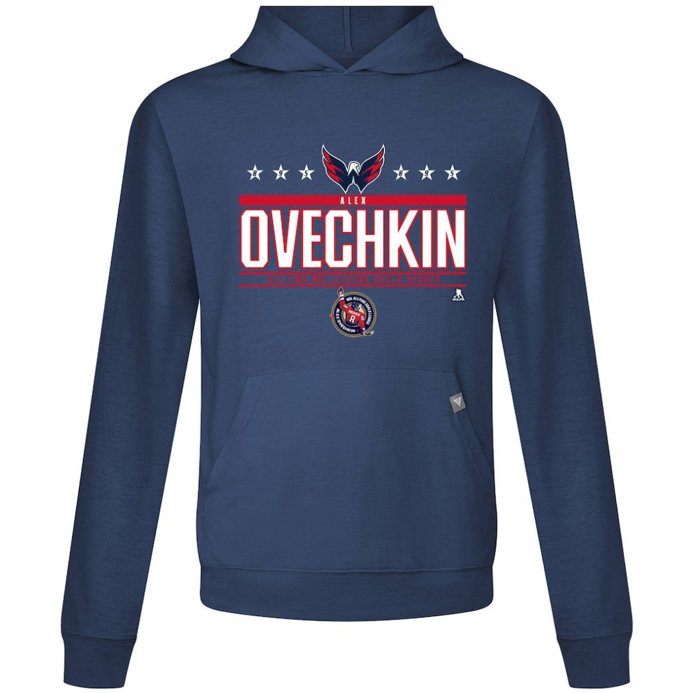 Alexander Ovechkin Washington Capitals Levelwear NHL All-Time Leading Goal Scorer Milestone Stars Name & Number Relay Pullover Hoodie - Navy | US 203056610