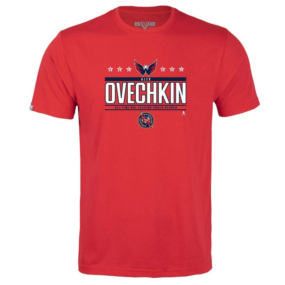 Alexander Ovechkin Washington Capitals Levelwear Youth NHL All-Time Leading Goal Scorer Milestone Stars Name & Number Little Richmond T-Shirt - Red | US 203056623