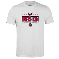 Alexander Ovechkin Washington Capitals Levelwear Youth NHL All-Time Leading Goal Scorer Milestone Stars Name & Number Little Richmond T-Shirt - White | US 203056624
