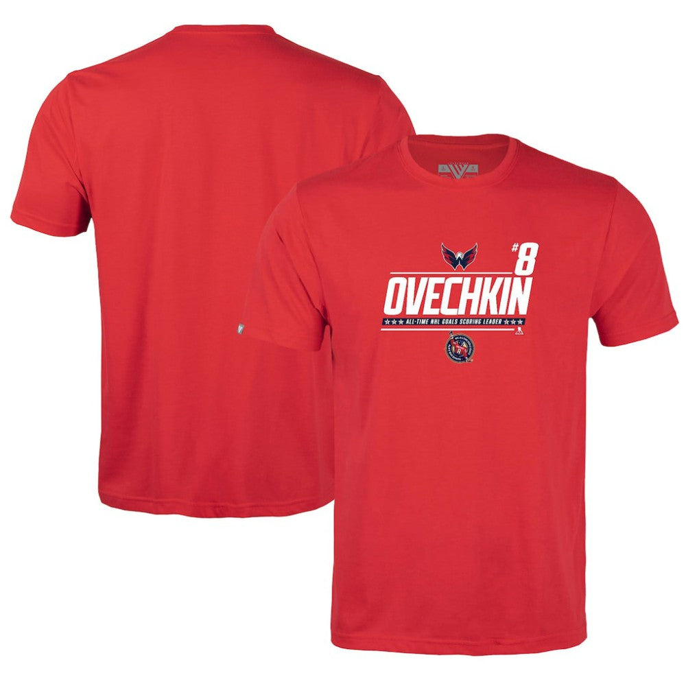 Alexander Ovechkin Washington Capitals Levelwear Youth NHL All-Time Leading Goal Scorer Milestone Name & Number Little Richmond T-Shirt - Red | US 203056626