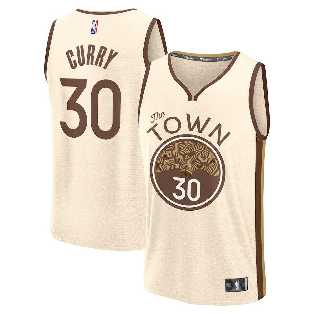 Stephen Curry Golden State Warriors Youth 2025/26 City Edition Fast Break Jersey Tan - Fanatics