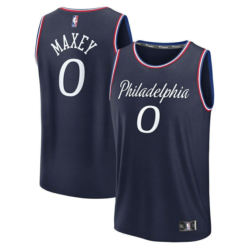 Tyrese Maxey Philadelphia 76ers Youth 2025/26 City Edition Fast Break Jersey Navy - Fanatics