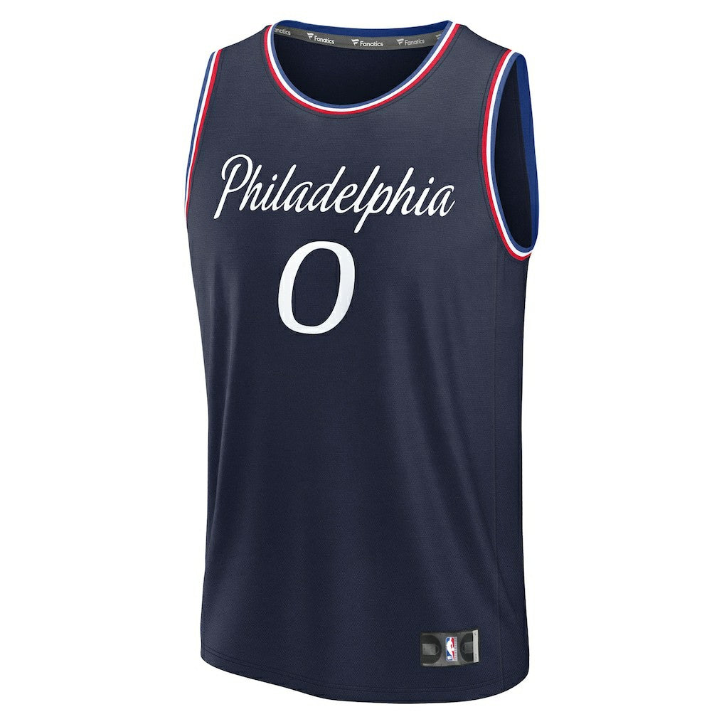 Tyrese Maxey Philadelphia 76ers Youth 2025/26 City Edition Fast Break Jersey Navy - Fanatics