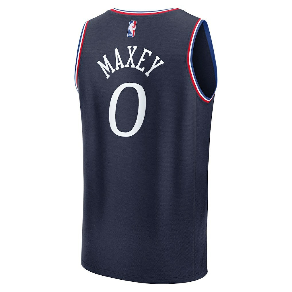 Tyrese Maxey Philadelphia 76ers Youth 2025/26 City Edition Fast Break Jersey Navy - Fanatics