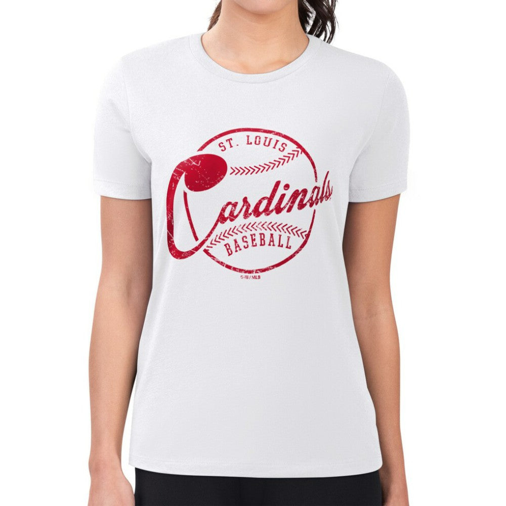 St. Louis Cardinals G-III 4Her by Carl Banks Women's Super-Slim Fit Lightweight Distressed Baseball Team T-Shirt - White T-shirts