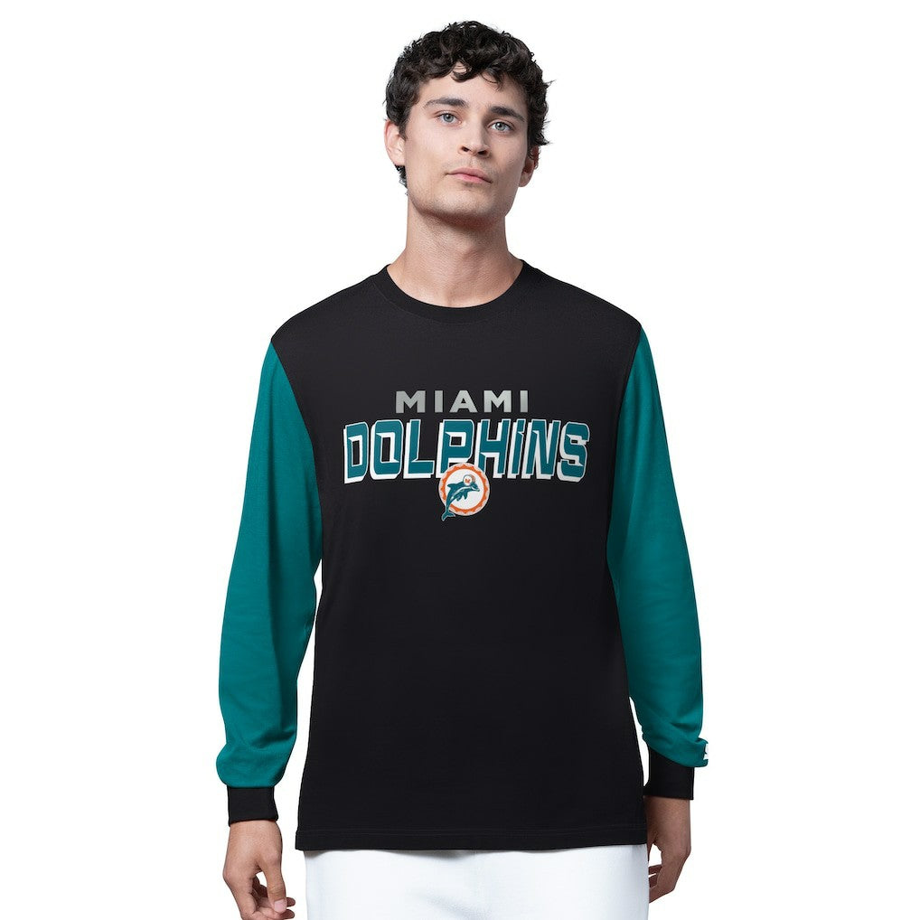 Miami Dolphins Starter Thursday Night Gridiron Long Sleeve T-Shirt - Black/Aqua T-shirts