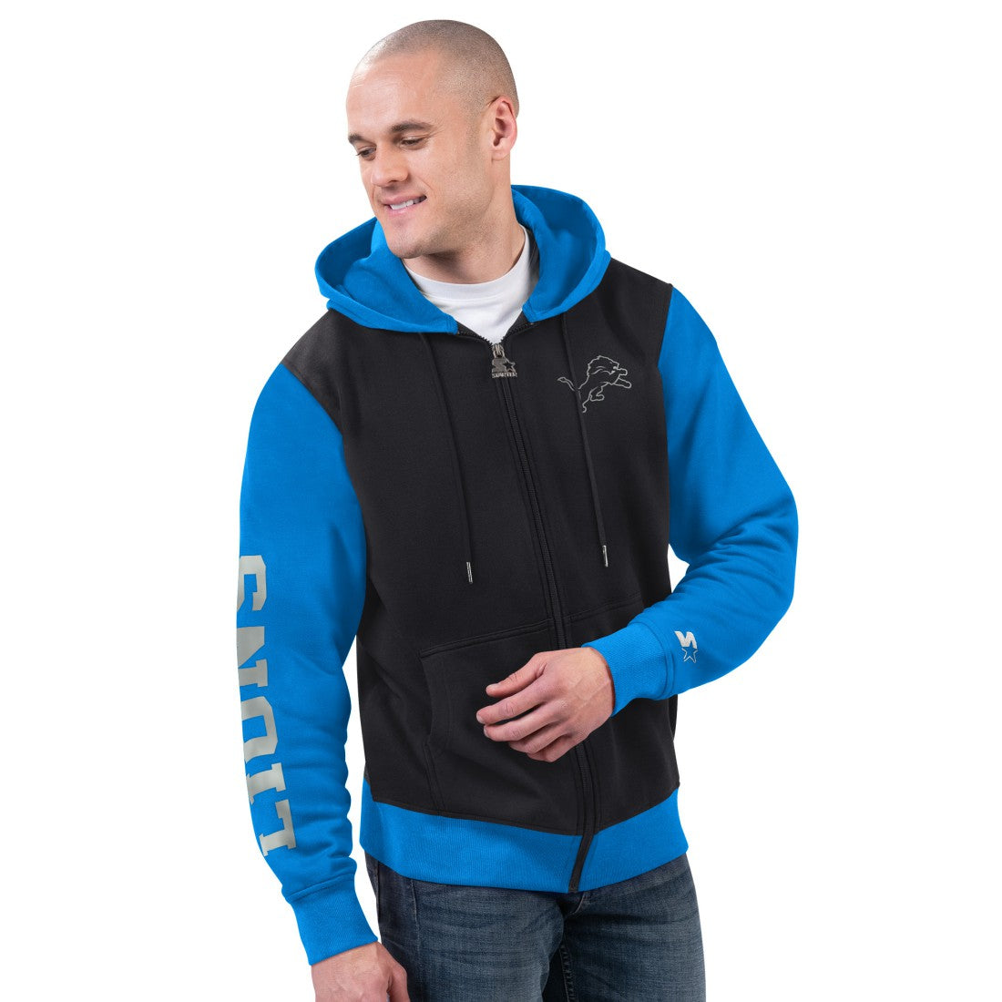 Detroit Lions Starter Thursday Night Gridiron Full-Zip Hoodie - Black/Blue Hoodies