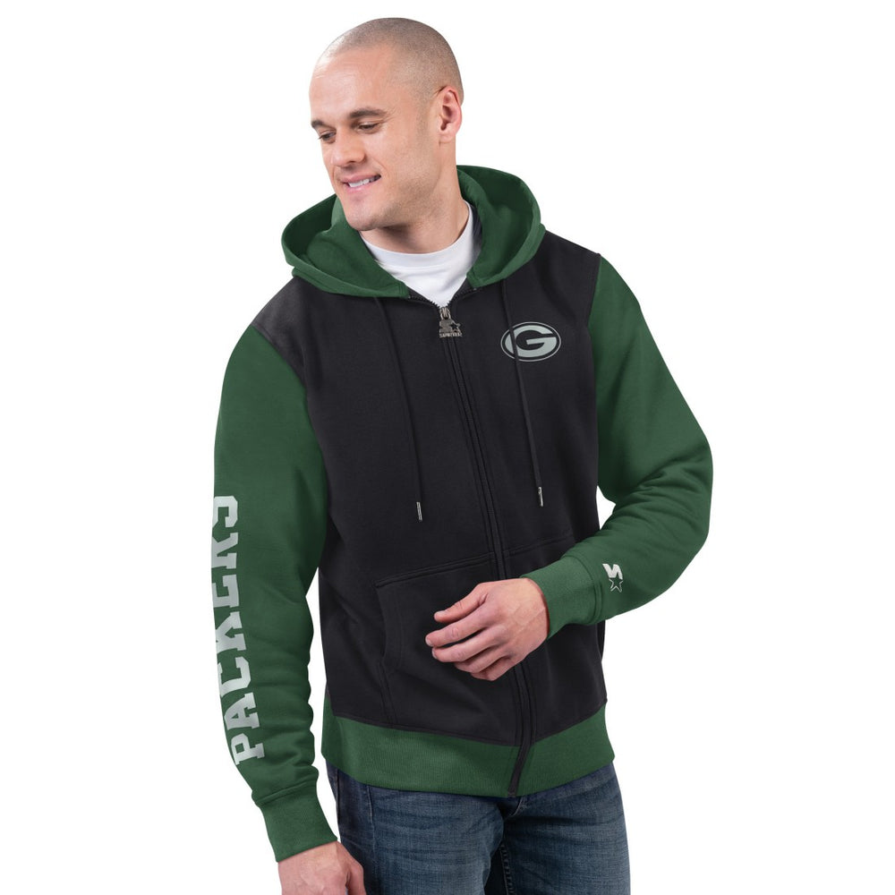 Green Bay Packers Starter Thursday Night Gridiron Full-Zip Hoodie - Black/Green Hoodies