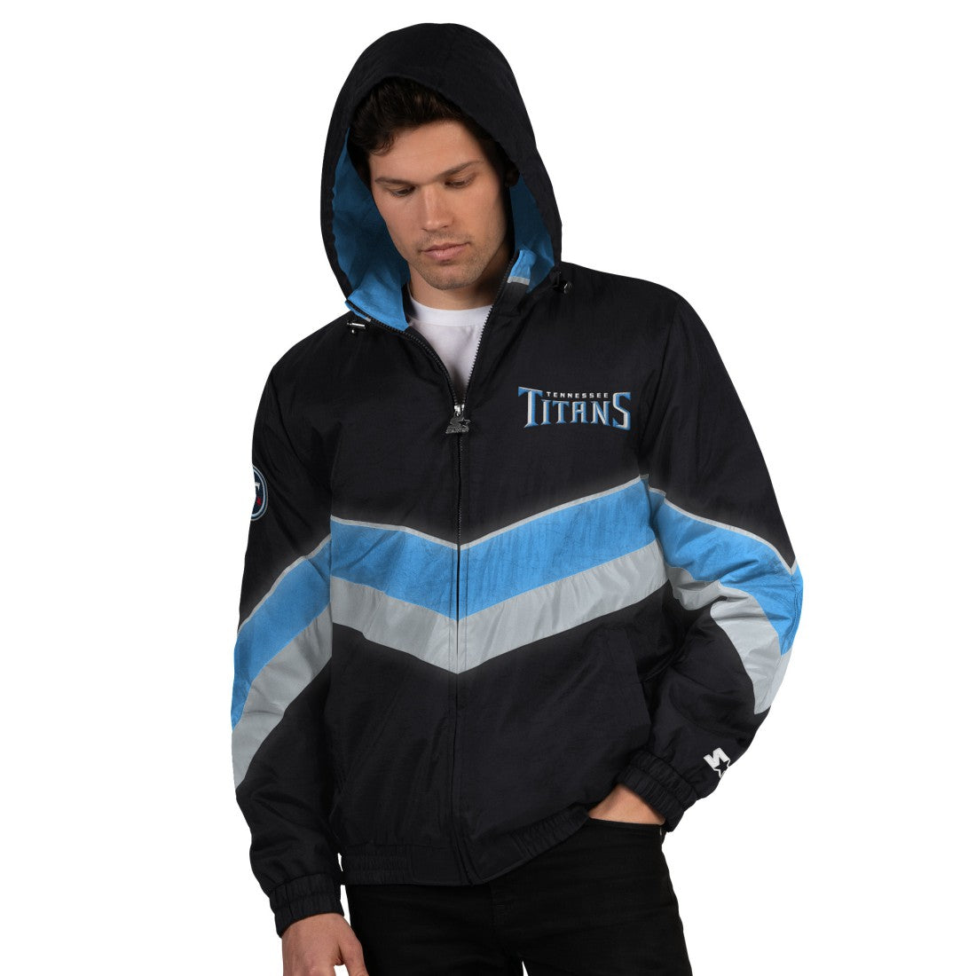Tennessee Titans Starter Thursday Night Gridiron Full-Zip Jacket - Black/Light Blue Jackets