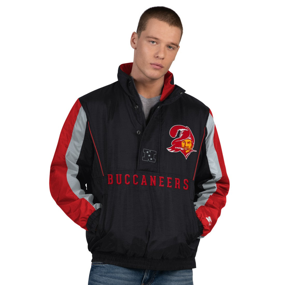 Tampa Bay Buccaneers Starter Thursday Night Gridiron Vintage Logo Half-Zip Jacket - Black Jackets