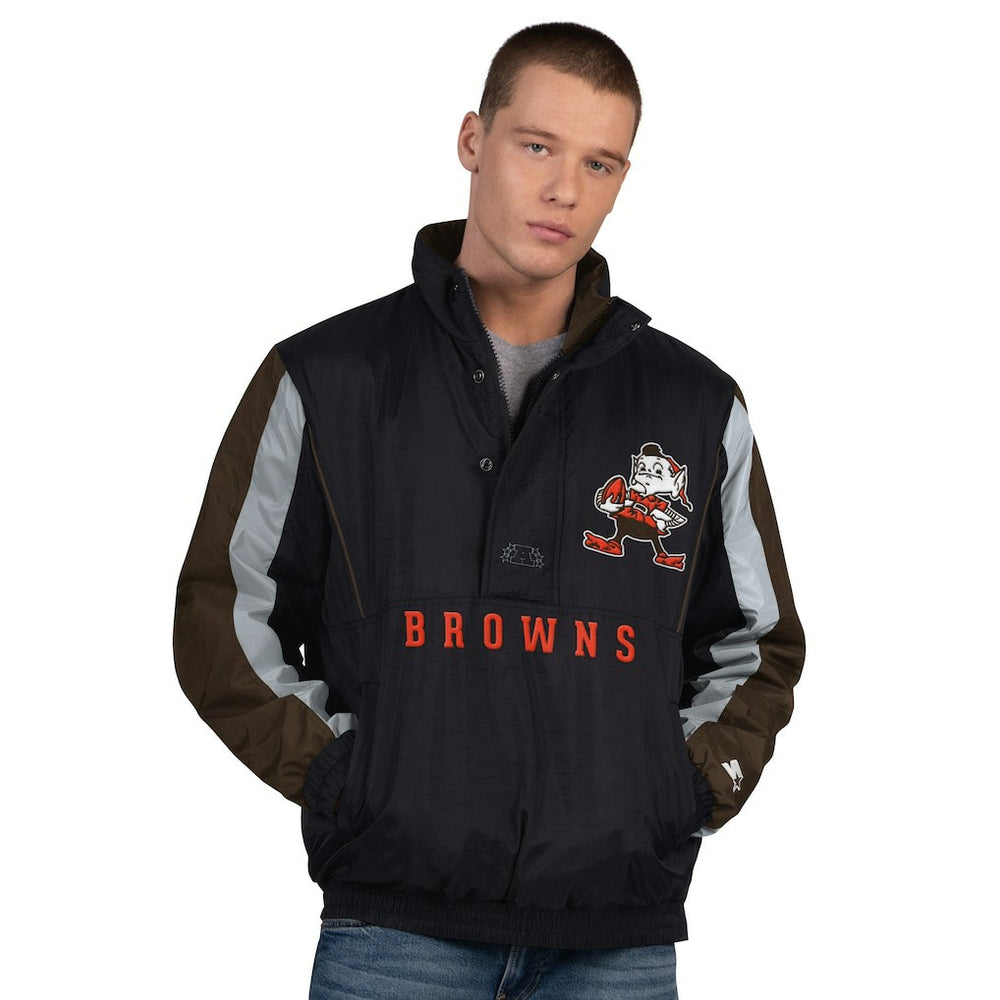 Cleveland Browns Starter Thursday Night Gridiron Vintage Logo Half-Zip Jacket - Black Jackets