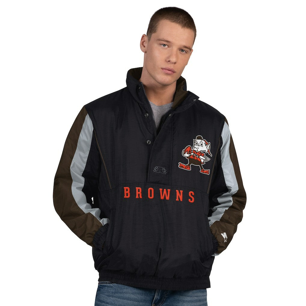 Cleveland Browns Starter Thursday Night Gridiron Vintage Logo Half-Zip Jacket - Black Jackets