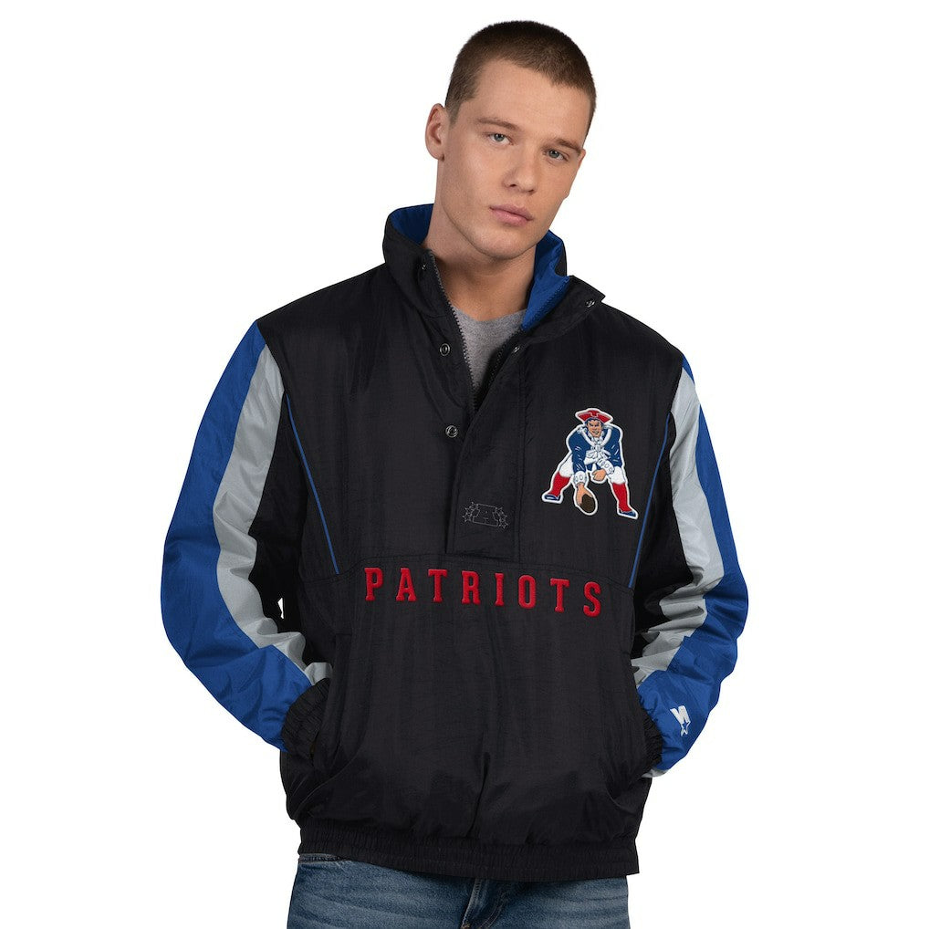 New England Patriots Starter Thursday Night Gridiron Vintage Logo Half-Zip Jacket - Black Jackets