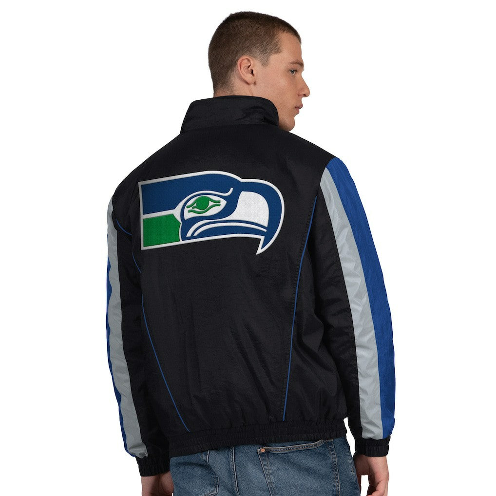 Seattle Seahawks Starter Thursday Night Gridiron Vintage Logo Half-Zip Jacket - Black Jackets