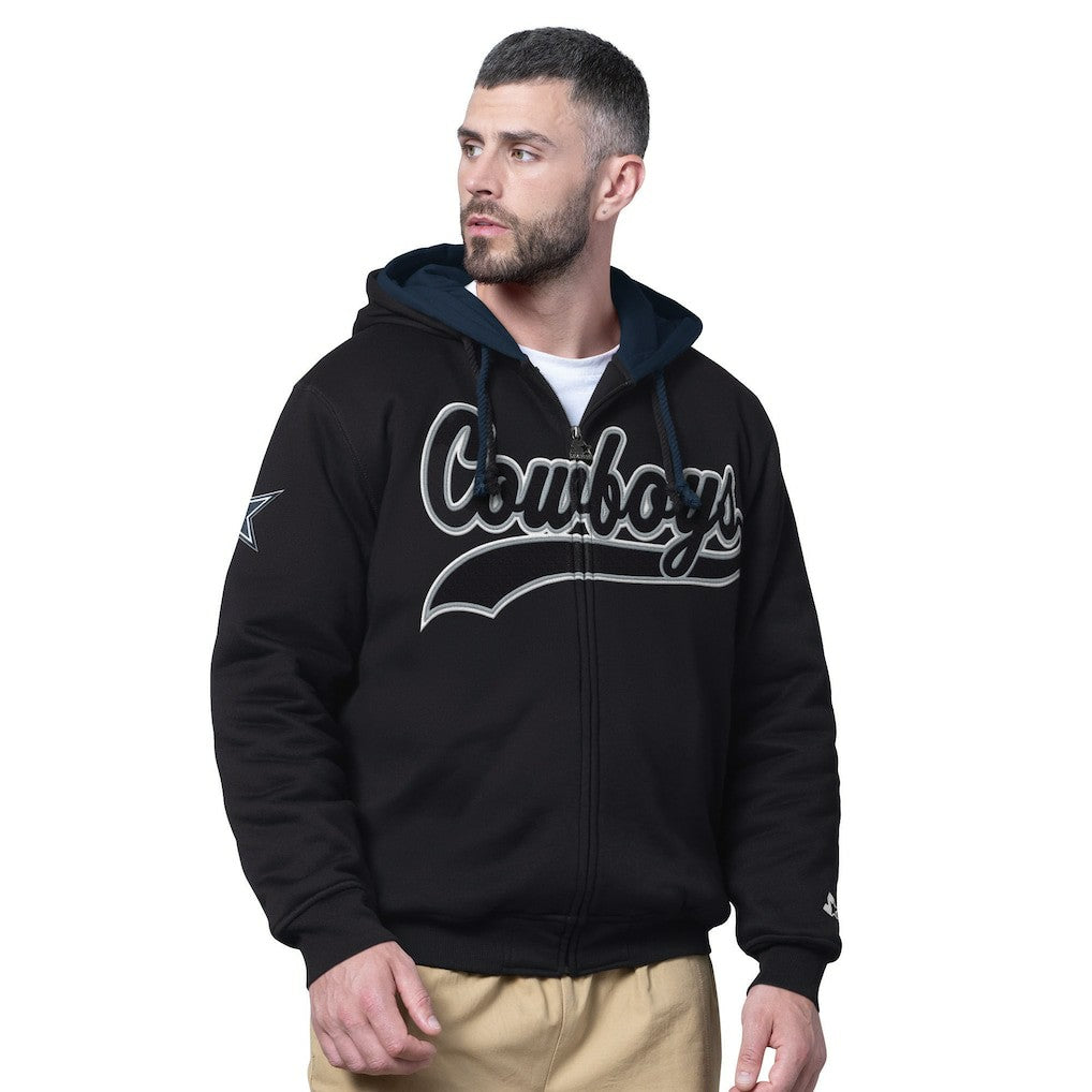 Dallas Cowboys Starter Big Shot Full-Zip Double Hoodie - Black Hoodies