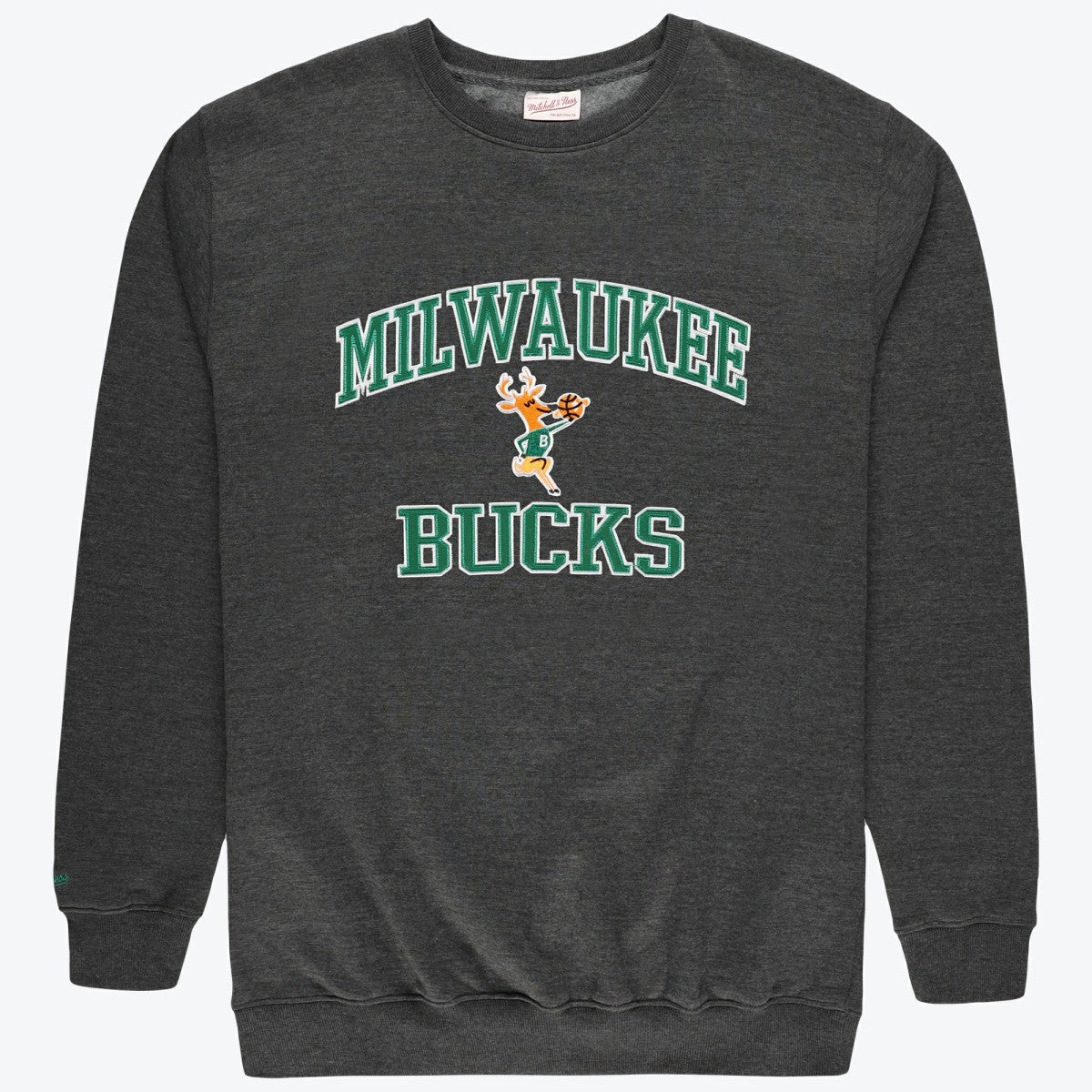Milwaukee Bucks Hardwood Classics Big & Tall Crewneck Sweatshirt Heather Charcoal - Mitchell & Ness